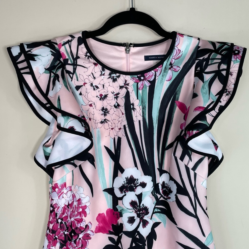 Tommy Hilfiger Pink Floral Ruffled Sleeve Dress - Picture 7 of 9